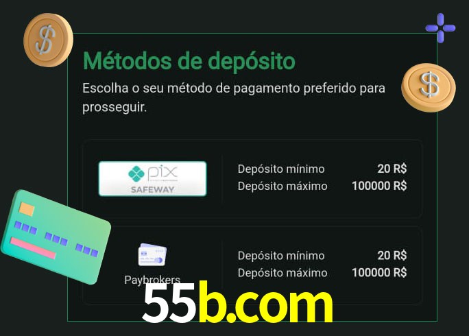 O cassino 55b.com oferece uma grande variedade de métodos de pagamento
